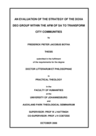 An evaluation of the strategy of the Doxa Deo Group within the AFM of SA to transform city communities