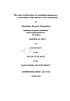 The role of civil society in sustaining democracy : a case study of the Soweto Civic Association