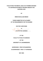 Facilitating the mental health of women exposed to continuous intimate partner abuse in the Eastern Cape