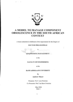 A model to manage component obsolescence in the South African context