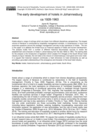 The early development of hotels in Johannesburg ca 1928-1963