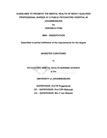 Guidelines to promote the mental health of newly qualified professional nurses at a public psychiatric hospital in Johannesburg