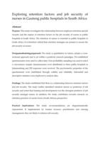 Exploring retention factors and job security of nurses in Gauteng public hospitals in South Africa