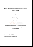 Business ethics for general practitioners in private practice based in Gauteng