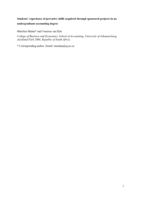 Students’ experience of pervasive skills acquired through sponsored projects in an undergraduate accounting degree