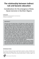 The relationship between indirect rule and Quranic education : considerations for the emergence of Boko Haram terrorism in Northern Nigeria