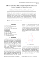 A Review of the state of the art of modulation techniques and control strategies for matrix converters