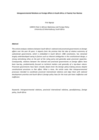 Intergovernmental relations on foreign affairs in South Africa : a twenty year review