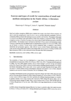 Sources and type of credit for construction of small and medium enterprises in the South Africa : a literature review