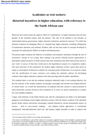 Academics as rent seekers : distorted incentives in higher education, with reference to the South African case