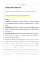 Self-management strategies of graduate employees to enhance work engagement