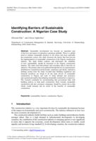 Identifying barriers of sustainable construction : a Nigerian case study