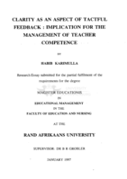 Clarity as an aspect of tactful feedback : implications for the management of teacher competence