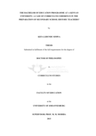 The bachelor of education programme at a Kenyan university : a case of curriculum coherence in the preparation of secondary school history teachers?