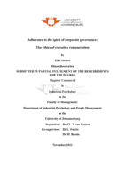 Adherence to the spirit of corporate governance : the ethics of executive remuneration