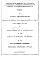 Learners with learning difficulties in mathematics : attitudes, curriculum and methods of teaching mathematics
