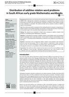 Distribution of additive relation word problems in South African early grade Mathematics workbooks