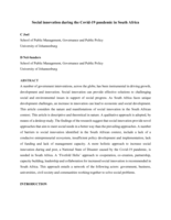 Social innovation during the Covid-19 pandemic in South Africa