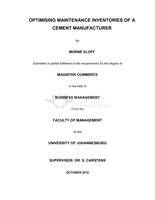 Optimising maintenance inventories of a cement manufacturer