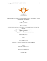 The construct validity of the FIRO Business™ instrument in the South African context