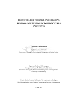 Protocols for thermal and emissions performance testing of domestic fuels and stoves