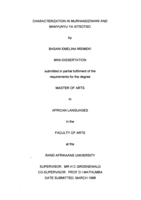 Characterization in Murhandziwani and Manyunyu ya xitsotso