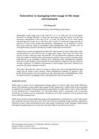 Innovation in managing water usage in the stope environment