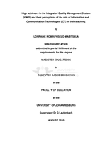 High achievers in the Integrated Quality Management System (IQMS) and their perceptions of the role of information and communication technologies (ICT) in their teaching