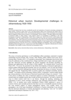 Historical urban tourism : developmental challenges in Johannesburg 1920-1950