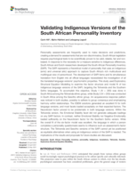 Validating indigenous versions of the South African personality inventory