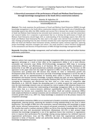 A theoretical assessment of the performance of Small and Medium Sized Enterprise through lmowledge management in the South Africa construction industry