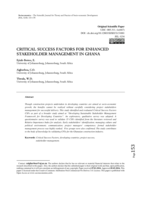 Critical success factors for enhanced stakeholder management in Ghana