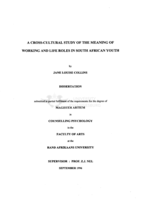 A cross-cultural study of the meaning of working and life roles in South African youth