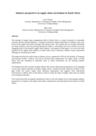 Industry perspectives on supply chain curriculums in South Africa