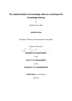 The implementation of knowledge cafés as a technique for knowledge sharing