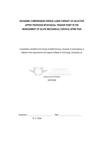 Ischaemic compression versus laser therapy of an active upper trapezius myofascial trigger point in the management of acute mechanical cervical spine pain