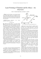 Laser forming of titanium and its alloys – an overview