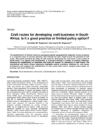 Craft routes for developing craft business in South Africa : is it a good practice or limited policy option?
