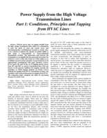Power supply from the high voltage transmission lines Part 1: conditions, principles and tapping from HVAC lines