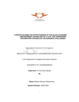 Conceptualising the effectiveness of the black economic empowerment scorecard as a tool for addressing information technology governance challenges
