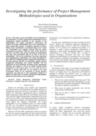 Investigating the performance of project management methodologies used in organisations