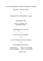 The leadership styles of school principals in selected schools in Ermelo district