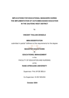 Implications for educational managers during the implementation of outcomes-based education in Gauteng West district.