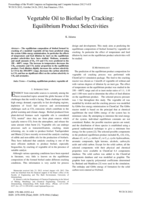 Vegetable oil to biofuel by cracking : equilibrium product selectivities