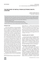 The recovery of metals from electronic waste : a review