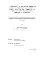 The effect of the driver resonator frequency treatment (385 Khertz) on candida albicans' cell viability and recovery in the presence and absence of nutrients