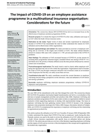 The impact of COVID-19 on an employee assistance programme in a multinational insurance organisation : considerations for the future