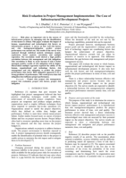 Risk evaluation in project management implementation : the case of infrastructural development projects