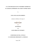 An action research study of members' experiences of a  regional depression and anxiety support group