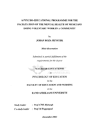 A psycho-educational programme for the facilitation of the mental health of musicians doing voluntary work in a community